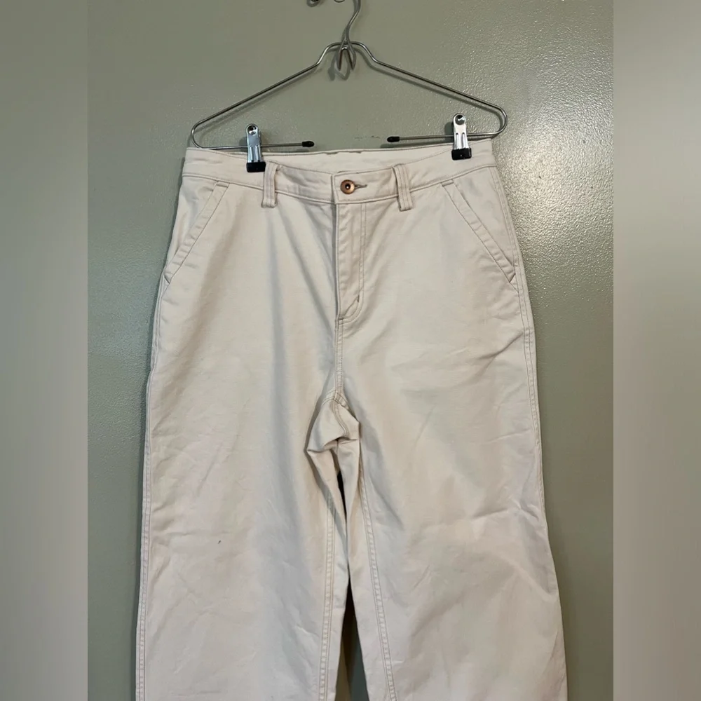 Duluth Trending Co Womens Ivory Wide Leg Baggy Cargo Pants Thick Cotton Sz 8